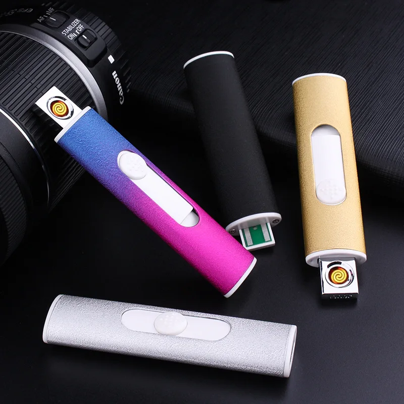 

New USB Plasma Lighter Windproof Tungsten Rechargeable Electronic Lighter Double Side Heating Wire Cigarette Lighter Metal Strip