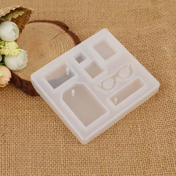 

Silicone Resin Mold For Jewelry Making Rectangle White Glasses Pattern At Random Pendant Epoxy Soft Film Tool 90mm x 80m, 1 Pcs