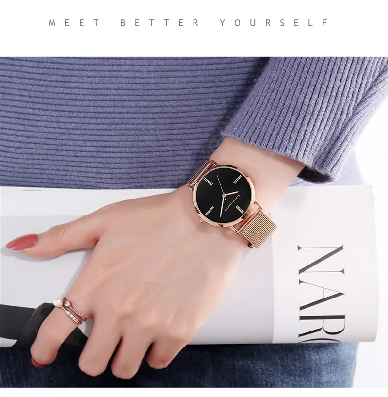 Women Watch 2019 Casual Waterproof Rose Gold Steel Mesh Watches Fashion Dress Luxury Jewelry Quartz Clock 3