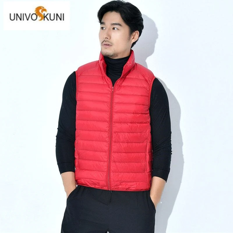

Spring Autumn Men Vest Jackets Coats Duck Down Filler 2019 New Arrived Male Slim Casual Waistcoat Super Light Thin Solid H646