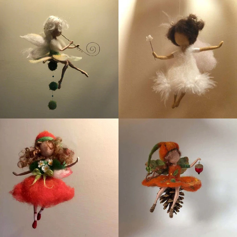Jiwuo Fairy Felt DIY Material Kit Non Finished Creative Dancing Wool Felting Needle Handmade Cartoon Doll Toy With Instruction | Дом и сад
