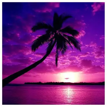 

Diamond Painting DIY Round Drill 5D Sets Embroidery Coconut Tree And Sunset Embroidery Art Decor Gifts Craft Art