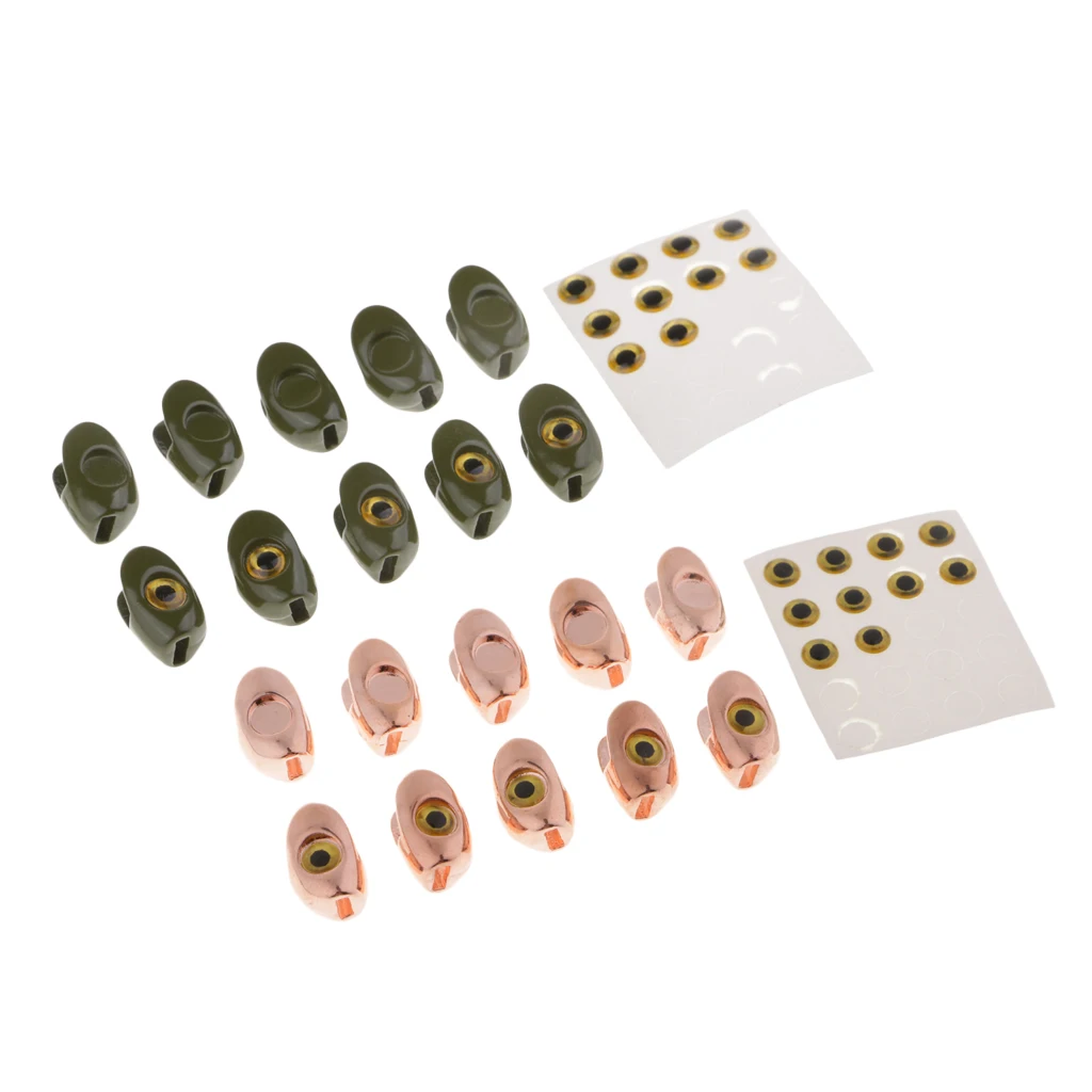 10pcs Fly Tying Skulpin Copper Head With 3D Eyes For Streamers / Tube Flies