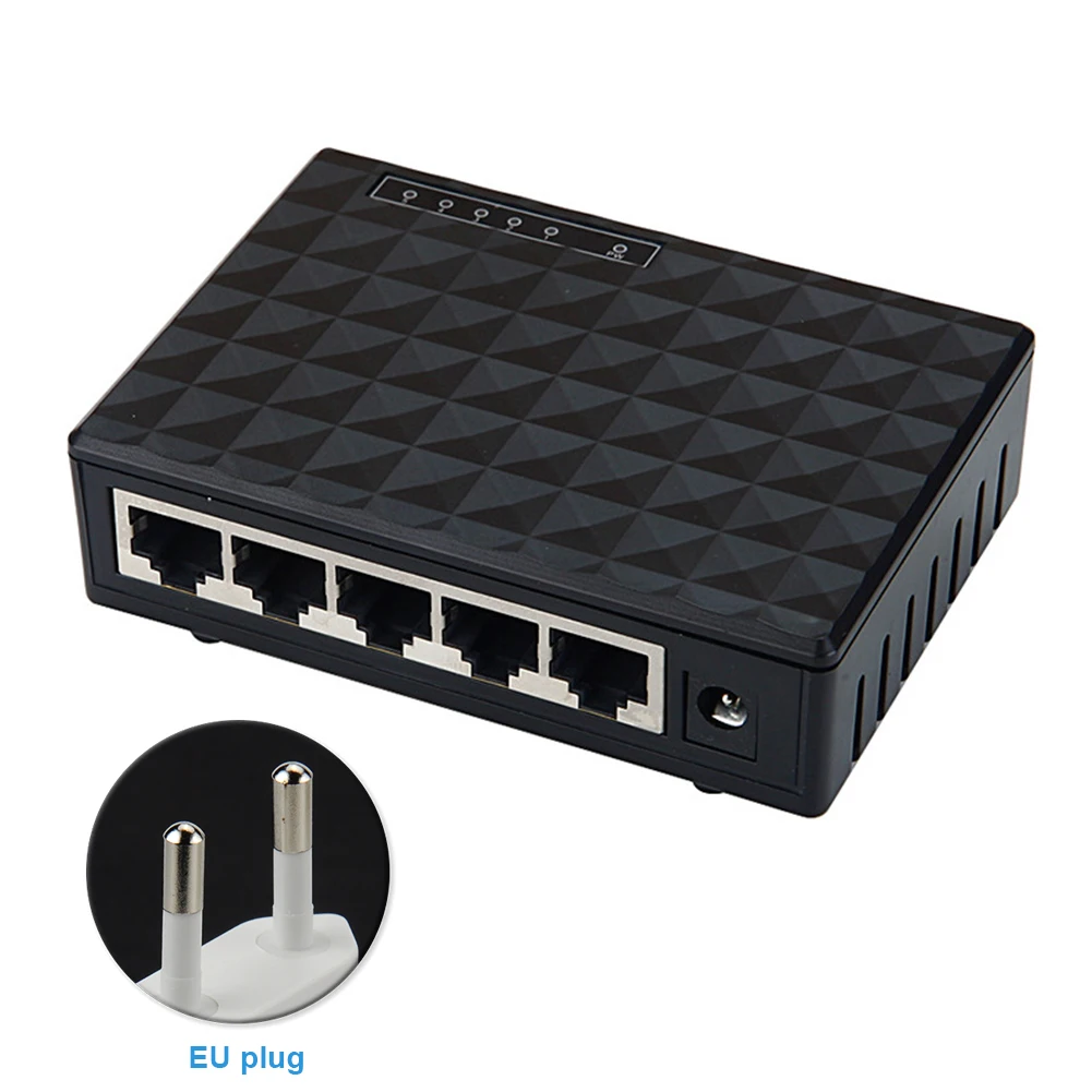 EU Plug Локальной сети обмена 5-Порты и разъёмы настольный мини сетевой коммутатор Gigabit концентратор Ethernet адаптер питания - Цвет: EU Plug
