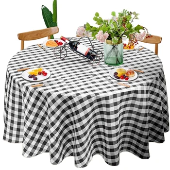 

2Pcs Checkered Tablecloth Round , Stain Resistant, Wrinkle Resistant and Spill Proof Gingham Tablecloths, Decorative Buffalo Pla
