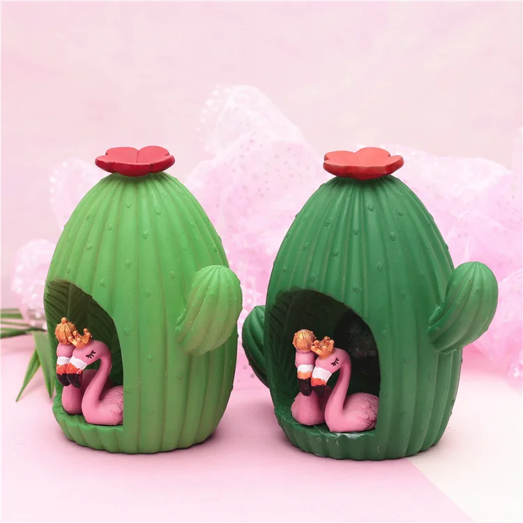 South Korea Creative Cute Deposit Cactus Flamingo Light Included Coin Bank Savings Bank Small Night Lamp Dormitory Desktop Ornam