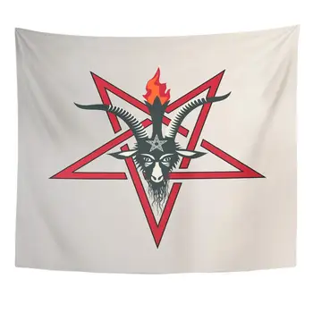 

Occult Black Evil Satanic Goats Head Inscribed in Pentagram Metal Star Wicca Tapestry Home Decor Wall Hanging for Living Room