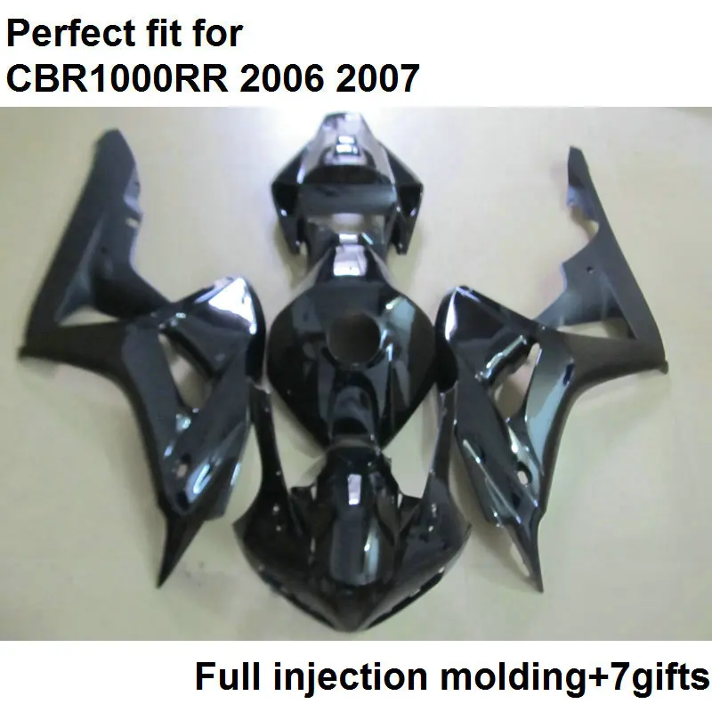 Новый мотоцикл обтекатель комплект для Honda впрыска CBR1000RR 2006 2007 Черные Пластиковые