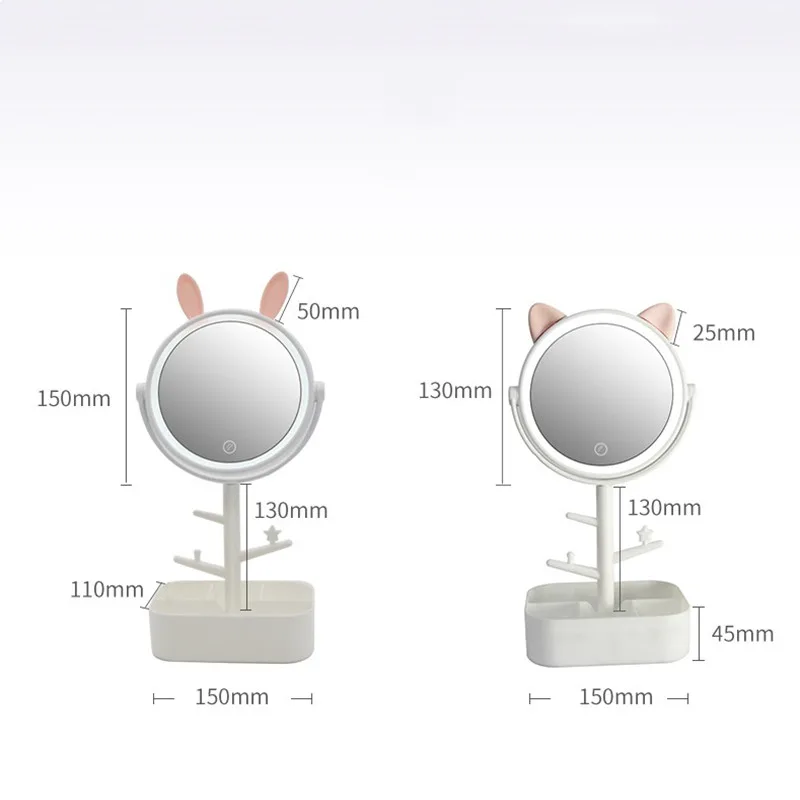 LED Vanity lamp USB power supply stepless dimming makeup mirror night lights bedroom dressing table light with storage box_voghion.com