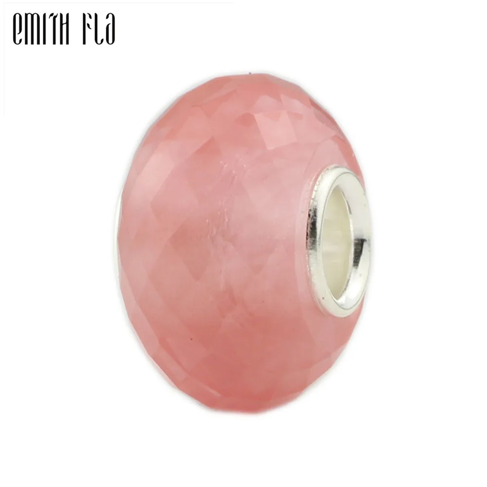 

Faceted Natural Stone Beads Authentic 925 Sterling Silver Fit European Charm Bracelets Fashion Round Beads For Jewelry Making