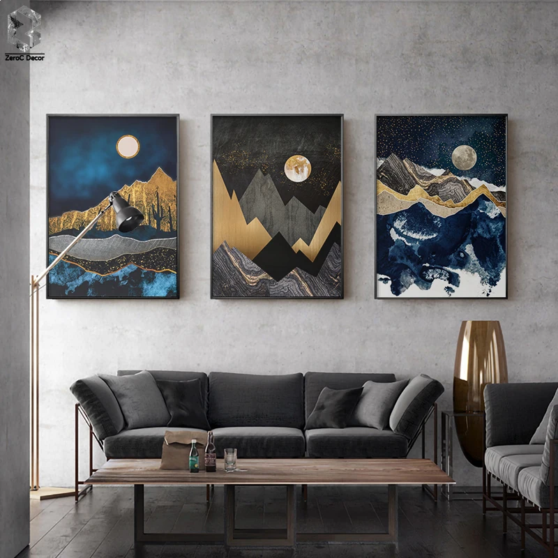 

The Moon & Mountain Abstract Landscape Wall Picture for Living Room Posters and Prints Canvas Painting Home Decor Wall Art