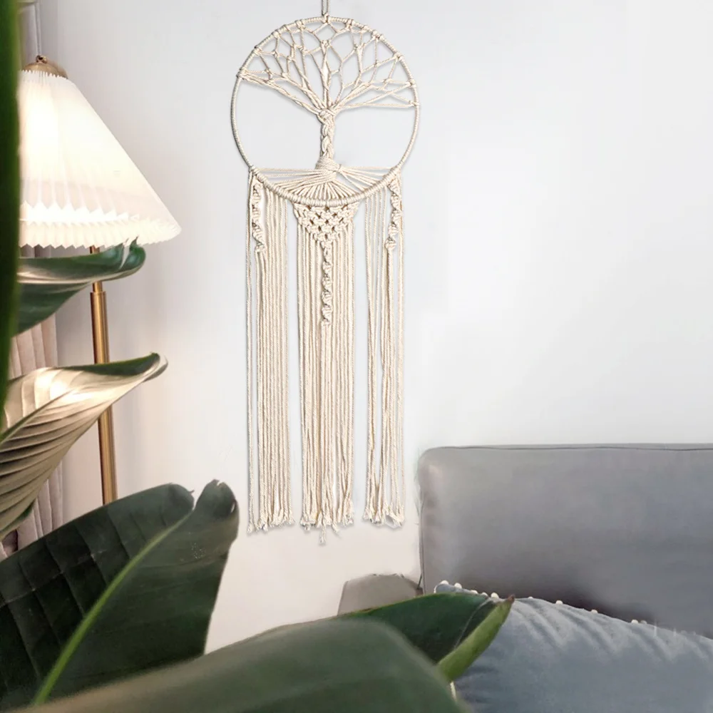 Tree of Life Dream Catcher Wall Hanging Boho Wall Decor with Tassels Home Decor for Nursery Bedroom Chic Ornament Craft Gift
