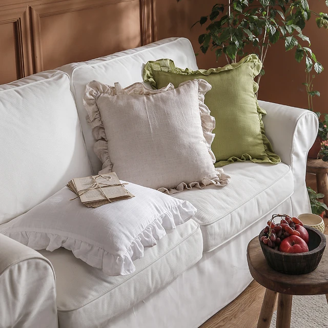 Solid White Linen Accent Pillows