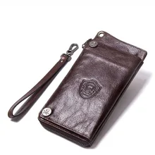 Мужской кошелек из натуральной кожи с контактами, мужской длинный клатч, кошелек для монет на молнии 6,", карман для телефона