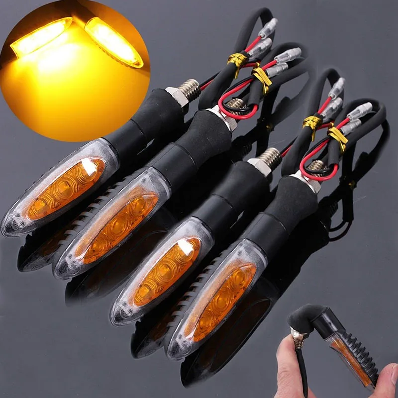 

4pcs Amber LED Motorcycle Turn Signal Indicator Blinker Light ABS Plastic 2 Wires For Moto ATV Scooter Accessories