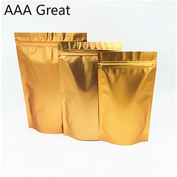 

Aluminum Foil Packaging Zip Lock Food Mylar Bags Snacks Coffee Smell Proof Package Stand Up Reclosable Gold Pouches