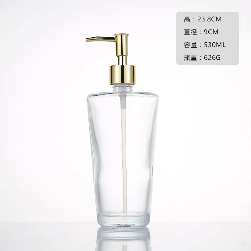 Clear Glass Soap Dispenser with Soap Pump Gold Hand Liquid Soap Saver Hand Sanitizer Holder Glass Lotion Dispenser - Цвет: gold 530ml