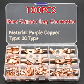 

100PCS Assortment Electrical Wire Soldered Terminals SC Tinned Copper Lug Ring Wire Crimp Connectors Kit