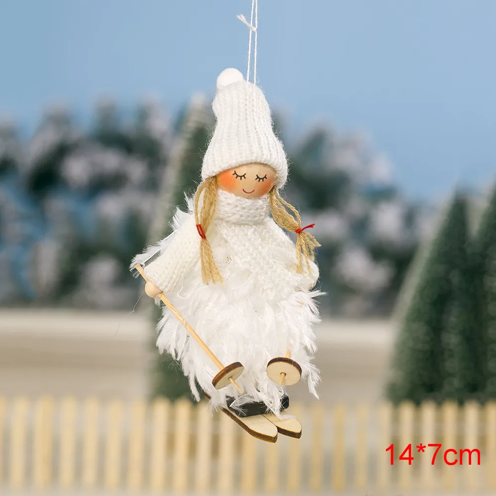 Noel Рождественский Ангел-девочка лыжные плюшевые куклы Рождественская елка орнамент кулон рождественские украшения для дома Новогодний Декор подарки - Цвет: D1 White
