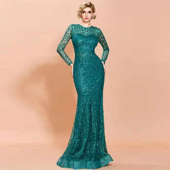 

Elegant Wedding Long Dress Vintage Shining 4 Colors Long Sleeve Women Night CLub Celebrity Party Dress Christmas Holiday Dres