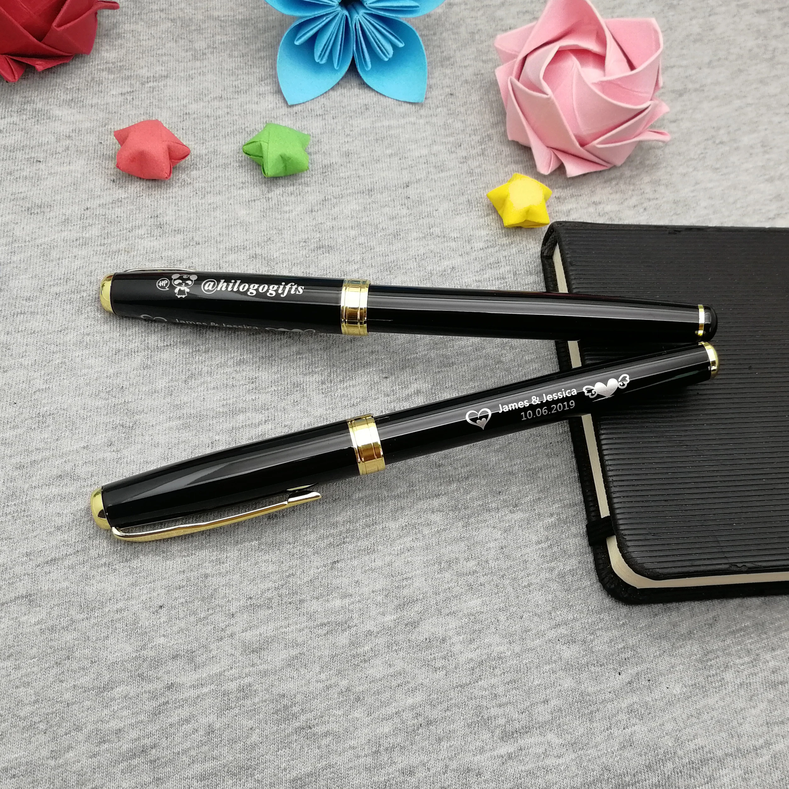 

Personalized company party event favors good writing roller pen custom free with any logo text nice Graduation memorial gifts