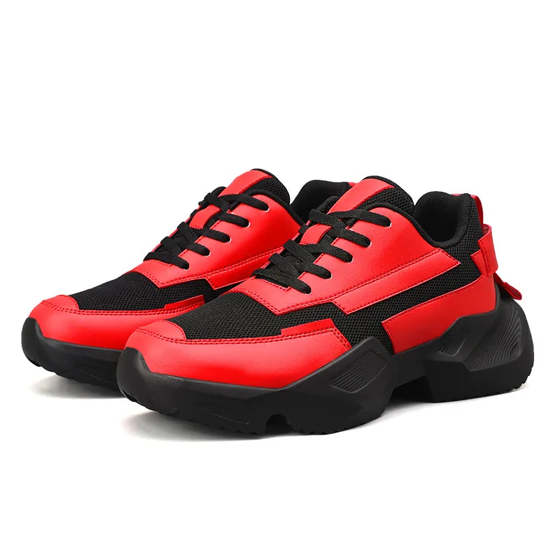 

New spring and summer PU wear-resistant non-slip soft platform engineering heel mesh men's casual shoes