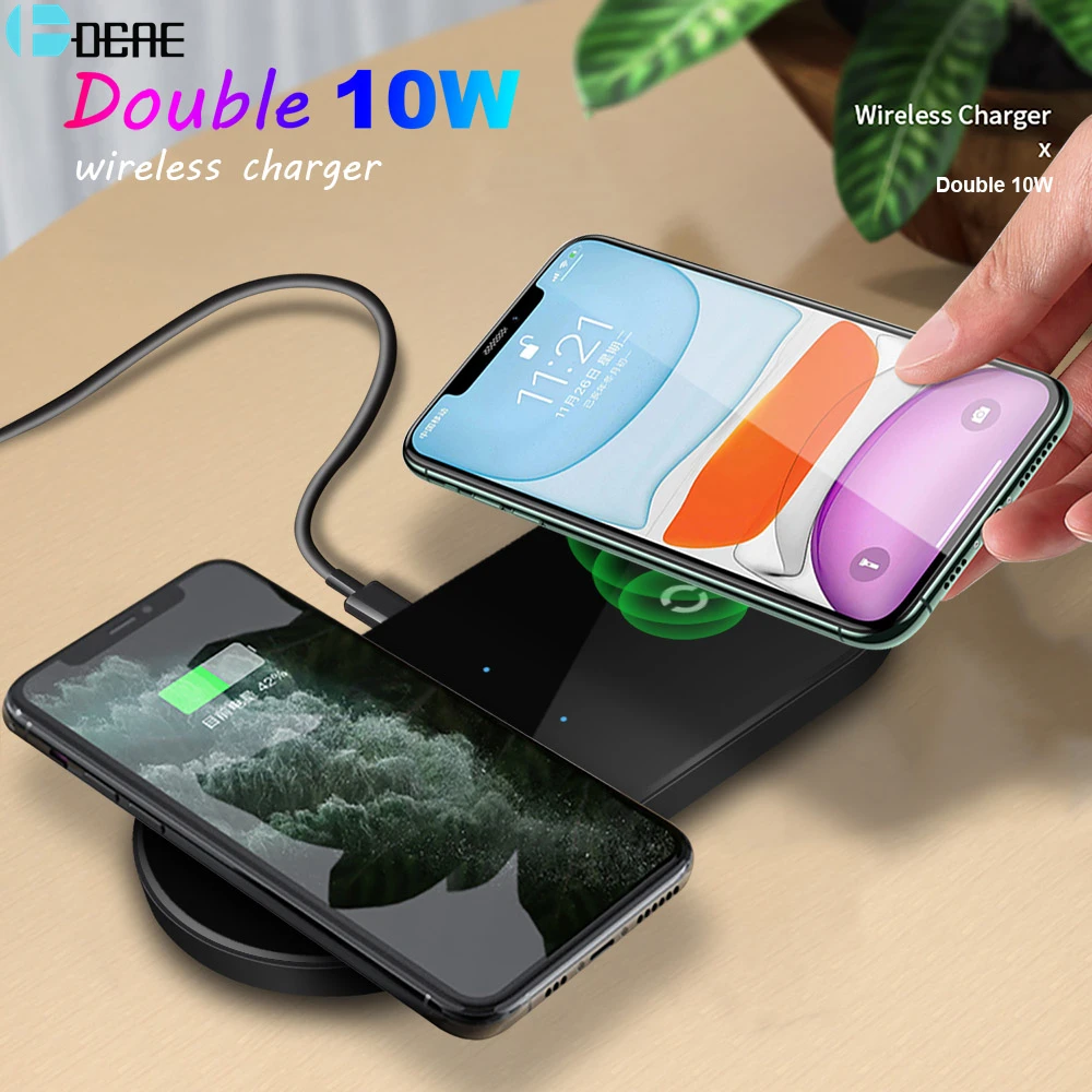 Беспроводное зарядное устройство DCAE 2 в 1 док станция Qi для iPhone 11 XS XR X 8 Airpods Pro 20 Вт