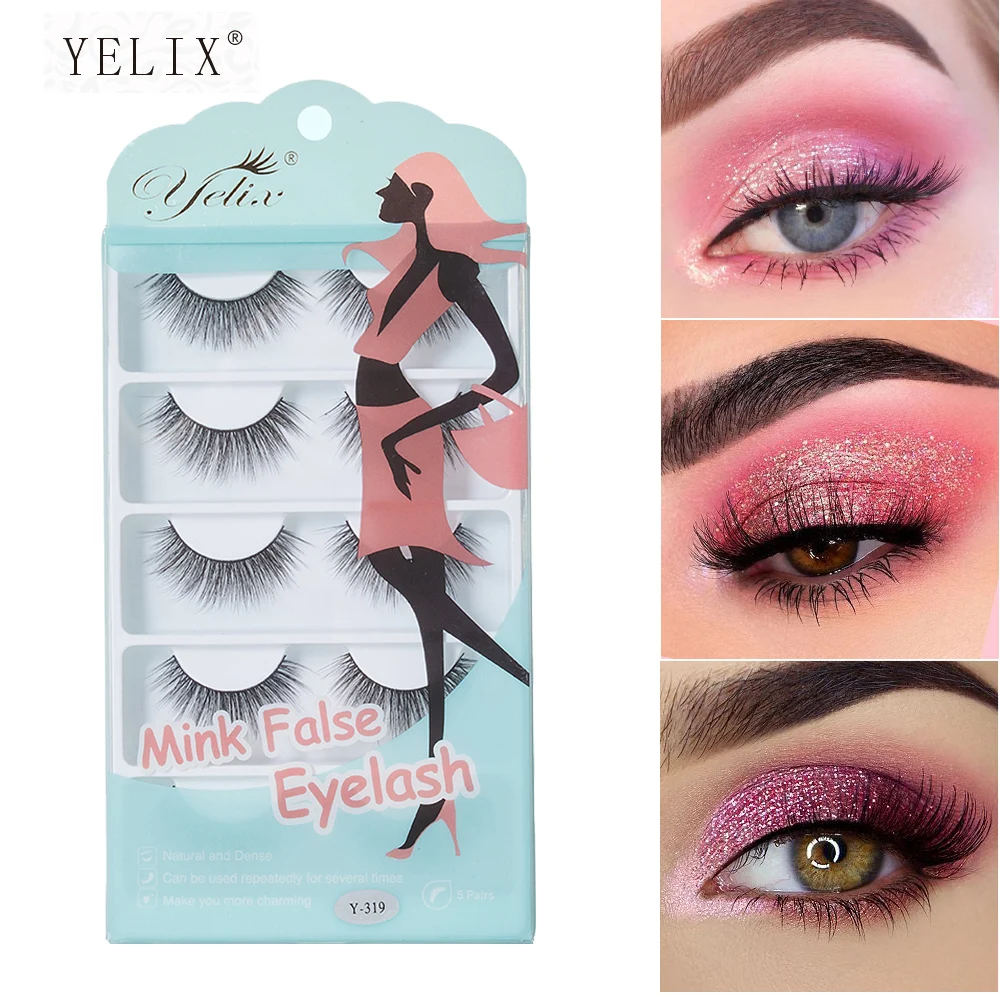 

Yelix 5 Pairs False Eyelashes Natural Makeup 3d Mink Lashes Long Wispy /Natural/Fluffy Reusable Eye Lashes faux cils