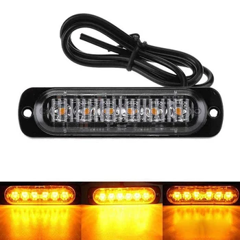 

1pc DC 12V-24V 18W Yellow 6LEDs light high quality 113*28.2*9.6mm Car Truck Warn Safety Urgent Always Bright Light Lamps