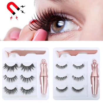 

Magnetic Eyeliner Eyelashes Kit Waterproof Magnetic Liquid Eyeliner With 3 Pair 5 Magnetic Reusable False Natural Soft Eyelashes