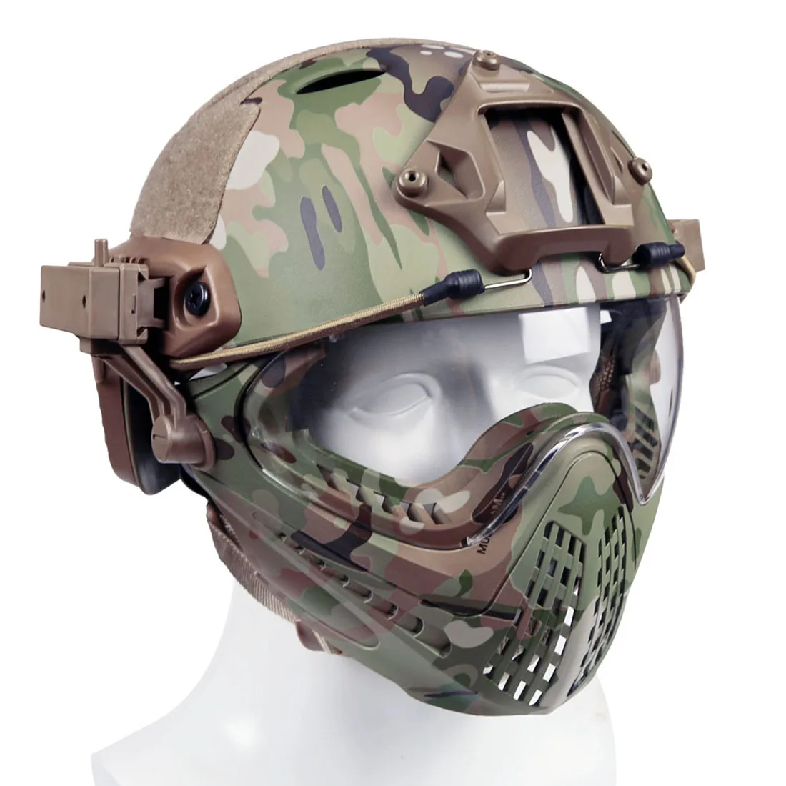 Casque Tactique Pour Chien Avec Lunettes - Protection Tête Pour Chiens Petits Et Moyens - Coupe-vent, Résistant Aux Chocs, Bandeau Réglable (Marron)
