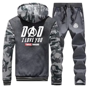 

Winter Sports Outerwear Mens Clothes sets Tracksuit sweatpants Men Set Thick Hooded Jacket + Pants 2Pcs Suit Male handsome tops