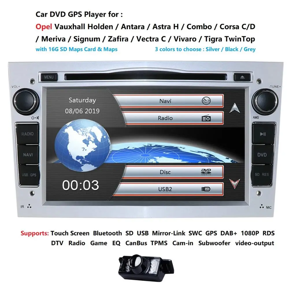 HD800*480 7 inch 2 din GPS auto radio stereo car dvd player For opel vectra c zafira corsa astra H