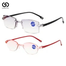 Для женщин бескаркасные очки для дальнозоркости, Blu-ray, очки для чтения, красная Оправа очков для чтения+ 1,0 1,5 2,0 2,5 3,0 3,5 4,0