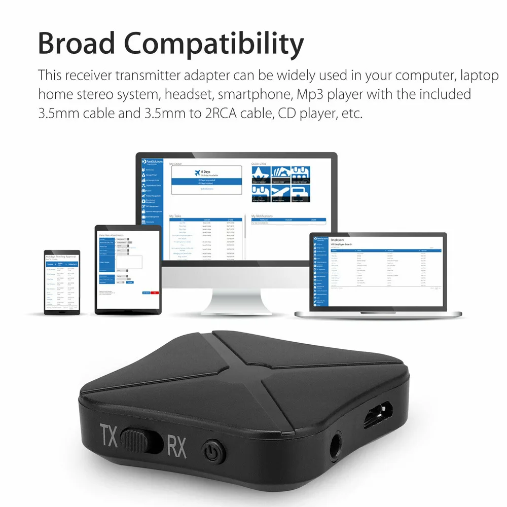 2 IN 1 Real Stereo Bluetooth -compatible 4.2 Receiver Transmitter Bluetooth Wireless Adapter Audio With 3.5MM AUX For TV MP3 PC