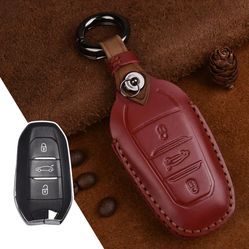 Сандалии из натуральной кожи, сделанные вручную ключ дистанционного управления чехол сумка для peugeot 408 4008 5008 308s дистанционный ключ для автомобиля в виде ракушки чехол Защитная крышка - Название цвета: Smart Key - Red