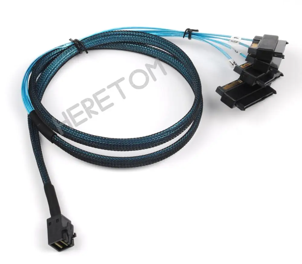 

SAS SATA Cable SFF-8643 To 4 SFF-8482 Internal Mini SAS HD to 4 SFF-8482 connector with 15pin Power Port Hard Drive Splitter 1M