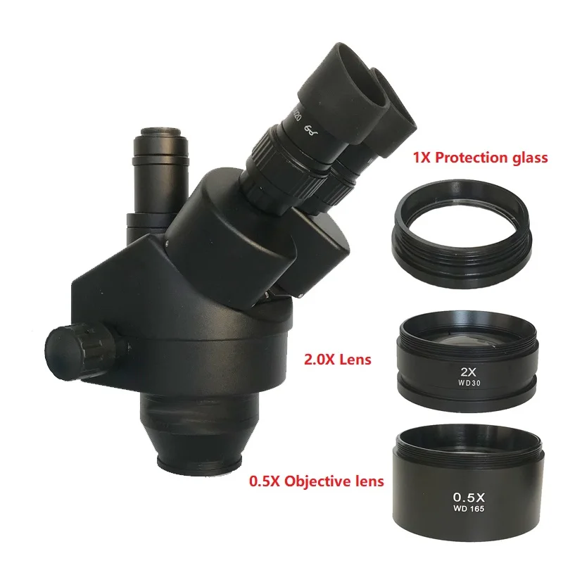 7X-45X Simul-Focal Тринокулярный зум стерео микроскоп головка+ WF10X/20 0.5X 2.0X 1X CTV1/2 адаптер объектива окуляр - Цвет: 3.5X-90X