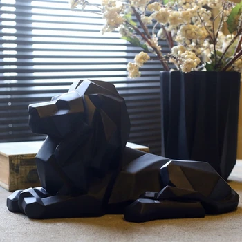

Lion Resin Model Crafts Ornaments Office Bar Lion Faith Sculpture Geometric Origami Abstract Statue Animal Art Decoration Gift