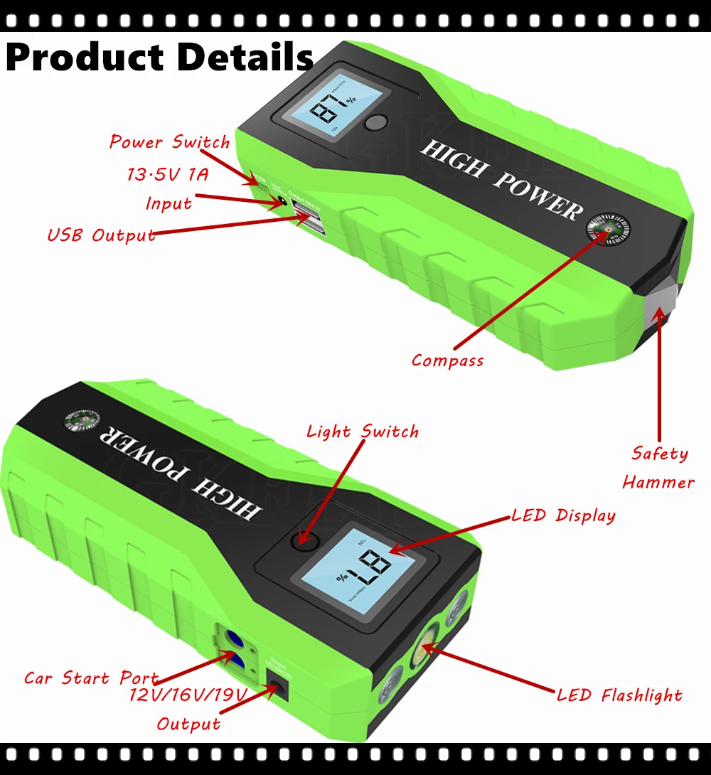 GKFLY автомобиль скачок кабель стартера Портативный Батарея Мощность power Bank пусковое устройство 12V Авто бустер Автомобильный аварийный Многофункциональный усилитель