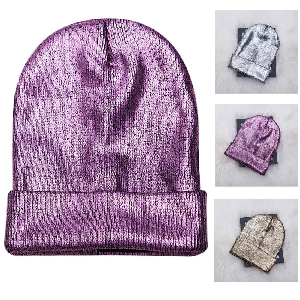 

Soft Warm Casual Messy Bun Hats Glitter Head Wrap Cap Fashion Women Fashion Keep Warm Winter Hats Knitted Wool Hemming Hat