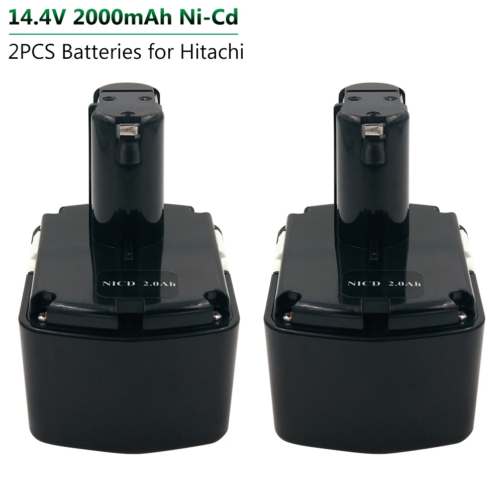 Bateria para Hitachi Ferramenta de Poder Lote Recarregável 14.4v 2000mah Ni-cd Ds14dvf3 Eb1414s Eb1412s Eb1414 Eb1414l Cj14dl G14dl 2 Pçs –