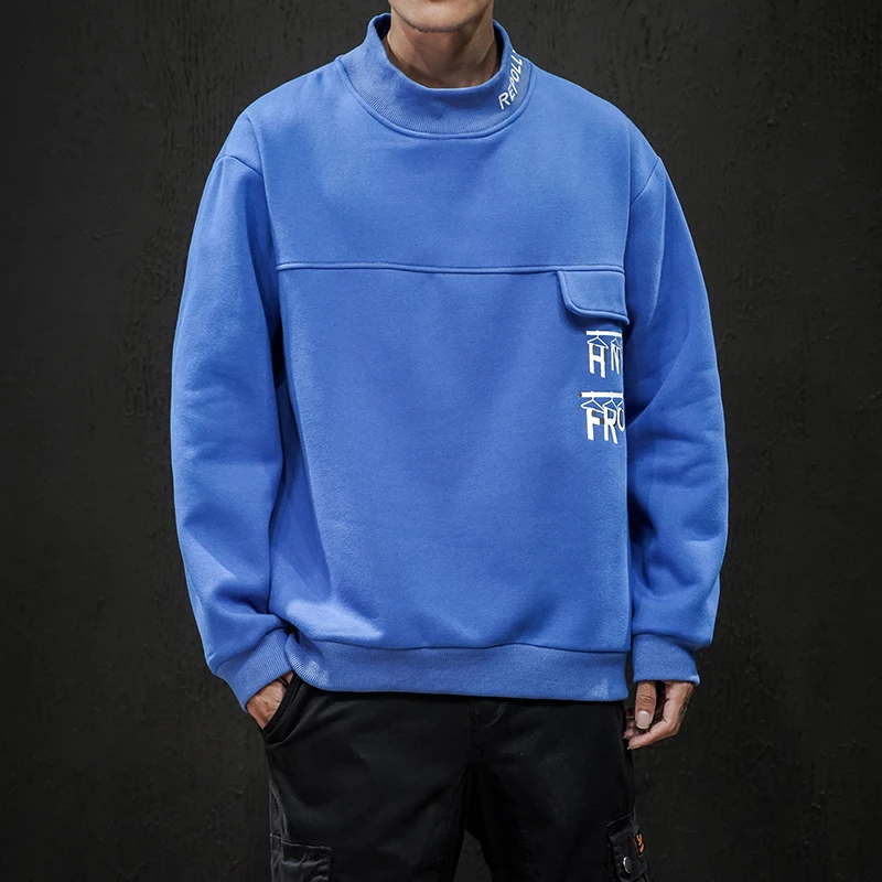

2019 Spring And Autumn Men's New Casual Pattern Letters Embroidered Round Neck Hoodies Loose Temperament Trend Cotton