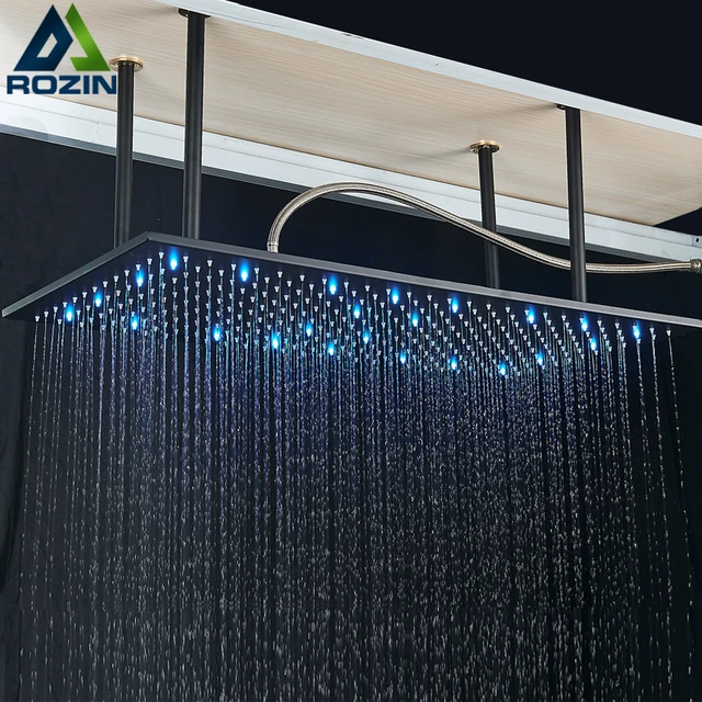 Soffione doccia bagno cascata quadrato 40 cm LED Ultra Sottile