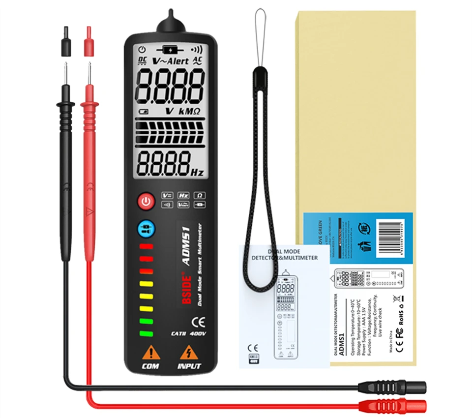 BSIDE 2.4’‘ LCD Voltage Detector Non-contact Circuit Volt Tester Pen Voltmeter NCV Socket Live Wire Check Hz Ohm Continuity