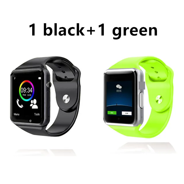 1 black and 1 green Bluetooth A1 Смарт часы спортивные наручные часы Поддержка 2G SIM TF камера Smartwatch для телефона Android PK iwo GT08 Dz09 Q18 Y1 V8 B57 - Цвет: 1 black and 1 green