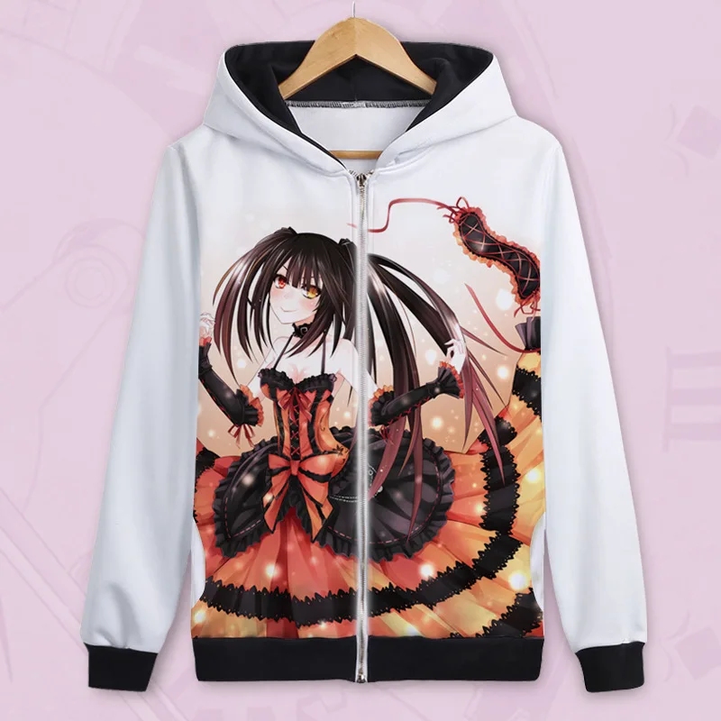 DATE A LIVE Yatogami Tohka толстовка с капюшоном, косплей костюм для мужчин и женщин, модная мультяшная куртка с капюшоном, школьная форма для студентов - Цвет: Хаки