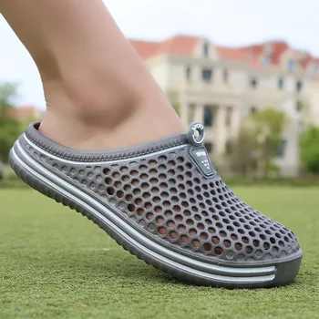 

Summer outdoor leisure and comfortable men's slippers unisex hollow out couples breathable men's mesh beach non-slip slippers
