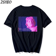 Мужская футболка большого размера, вапорволна, статуя микеланжело, Давид, Забавный принт, круглый вырез, короткий рукав, футболка, модная футболка, Мужская футболка унисекс