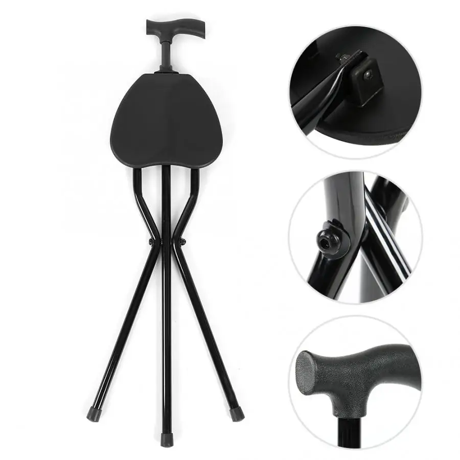 Костыли для прогулок складной костыль с сиденьем ручка 3 ног трость унисекс